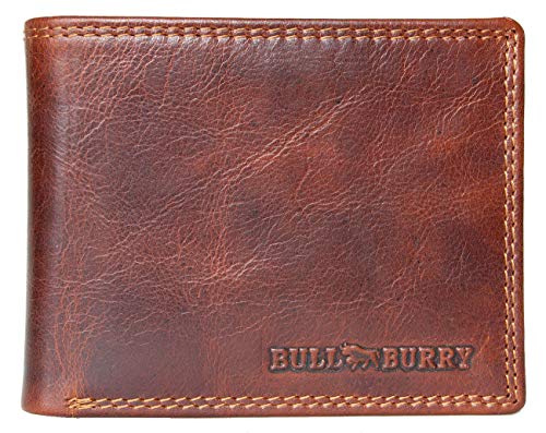 Bull Burry Braun glasierte, intelligent gestaltete dreifach gefaltete Brieftasche Rindsleder mit RFID (Datenschutz) von Bull Burry