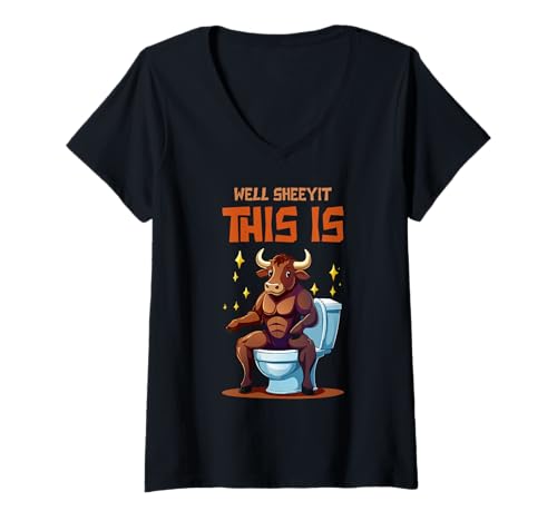 Damen Well Sheeyit This IS Bullshit Toilet T-Shirt mit V-Ausschnitt von Bull Crap. Funy Cow. This IS Bullshit Toilet.