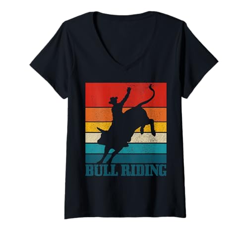 Damen BullRiding Rodeo Cowboy Western Vintage Bullreiter Geschenk T-Shirt mit V-Ausschnitt Damen BullRiding Rodeo Cowboy Western Vintage Bullreiter Geschenk T-Shirt mit V-Ausschnitt von Bull Riding - Rodeo Gifts & Apparel Co.
