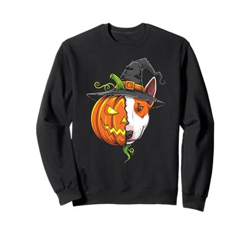 Bullterrier Kürbis Jack O Laterne Halloween Herren Damen Sweatshirt von Bull Terrier Dog Lovers Halloween Pumpkin Outfits