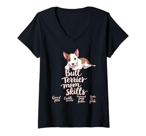 Damen Lustiger Bullterrier Mom Dog Bullterrier Humor Zitat T-Shirt mit V-Ausschnitt Damen Lustiger Bullterrier Mom Dog Bullterrier Humor Zitat T-Shirt mit V-Ausschnitt von Bull Terrier Fun Designs