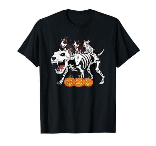Bullterrier Skelett Mama Hexe Halloween Kinder Herren Damen T-Shirt von Bull Terrier Lover Cute Halloween Outfits Boy Girl