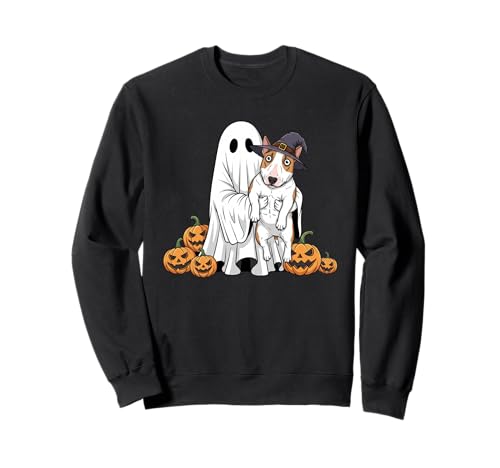 Lustiger Bullterrier Ghost Kürbis Halloween Kinder Herren Damen Sweatshirt von Bull Terrier Lover Cute Halloween Outfits Boy Girl