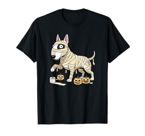 Lustiger Bullterrier Mumie Kürbis Halloween Kinder Herren Damen T-Shirt von Bull Terrier Lover Cute Halloween Outfits Boy Girl