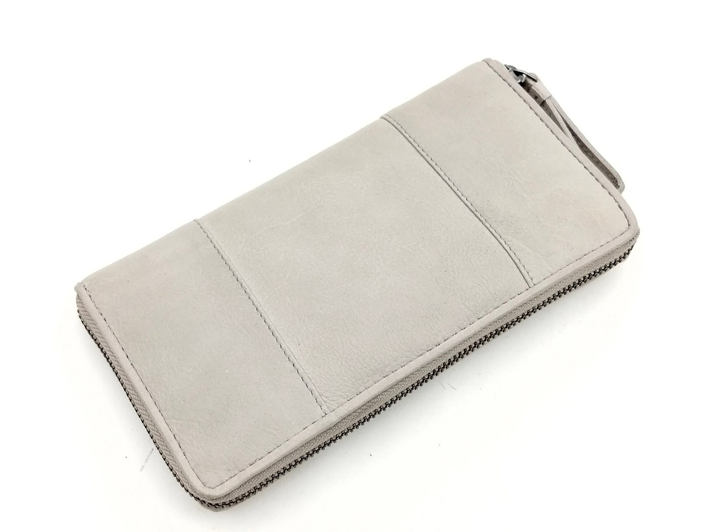 Bull & Hunt Geldbörse Bull & Hunt Reißverschlussbörse Leder, zip wallet, Langbörse, grey von Bull & Hunt