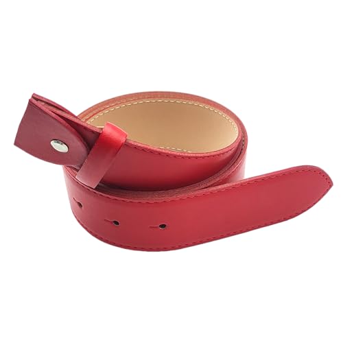 Handgefertigter Ledergürtel 110 cm, 38 mm – Ersatz ohne Schnalle, handgefertigt in Italien – Unisex, Herren und Damen – hochwertiger Lederriemen, rot, 110 cm Handgefertigter Ledergürtel 110 cm, 38 mm – Ersatz ohne Schnalle, handgefertigt in Italien – Unisex, Herren und Damen – hochwertiger Lederriemen, rot, 110 cm von BullTek