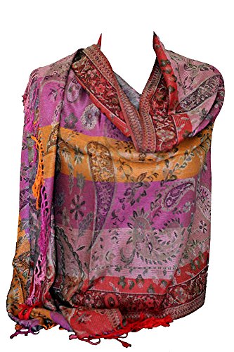 Bullahshah Schöner Paisley-Druck-Regenbogen-Farben Großer Pashmina-Gefühl-Verpackungs-Schal-Schal Hijab Kopf-Schals (Paisley Regenbogen 2) von Bullahshah