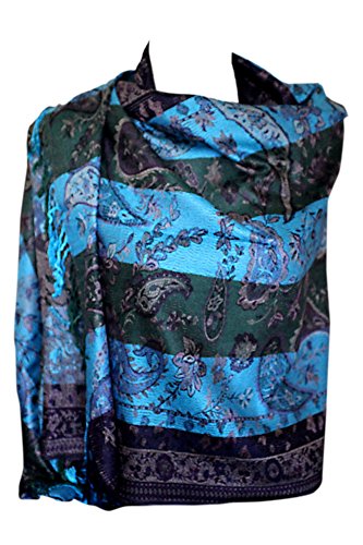 Bullahshah Schöner Paisley-Druck-Regenbogen-Farben Großer Pashmina-Gefühl-Verpackungs-Schal-Schal Hijab Kopf-Schals (Paisley Regenbogen 6) von Bullahshah