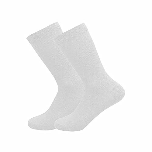 Packung mit 3 Paar Unisex-Socken mit hohem Baumwollanteil, einfarbig, Uniform Kinder Schulsocken (EU 27-31, Weiß) von Bullahshah