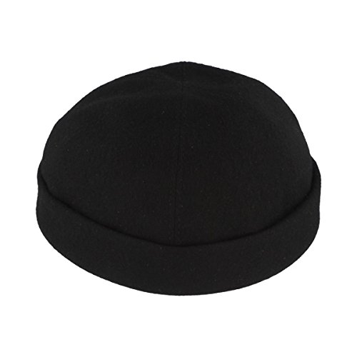 Bullani Docker-Cap Docker-Mütze Seemannsmütze aus 100% Wolle Schwarz - Gr- 55 von Bullani