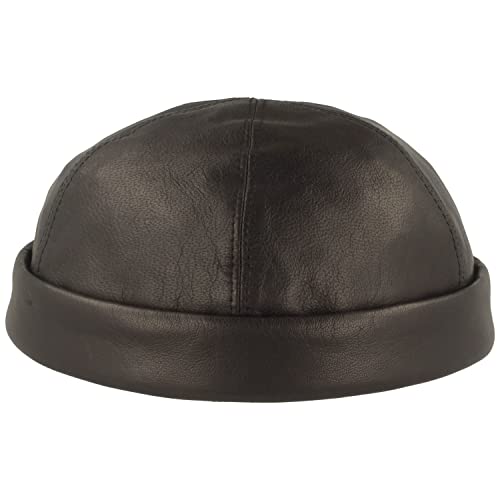 Bullani Docker-Cap | Dockermütze | Seemannsmütze aus 100% Leder – Made IN Germany – Bequem & Hautverträglich - Braun (62, Marine) von Bullani