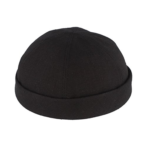 Bullani Sommer Docker-Cap Dockermütze Seemannsmütze aus 100% Leinen – Made IN Germany – Schwarz - Gr- 55 von Bullani