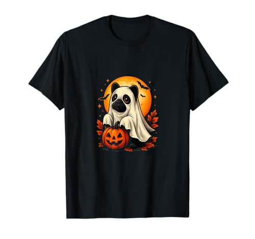 Retro Bulldogge Geist Halloween Kürbis Kostüm für Damen Herren T-Shirt von Bulldog Ghost Halloween Costume For Cat Lovers