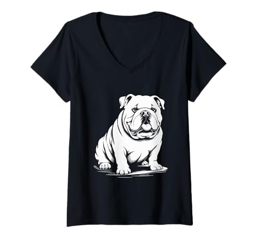 Damen Bulldogge Grafik für Hundeliebhaber Freizeitkleidung T-Shirt mit V-Ausschnitt Damen Bulldogge Grafik für Hundeliebhaber Freizeitkleidung T-Shirt mit V-Ausschnitt von Bulldog Lover for Dog Enthusiasts