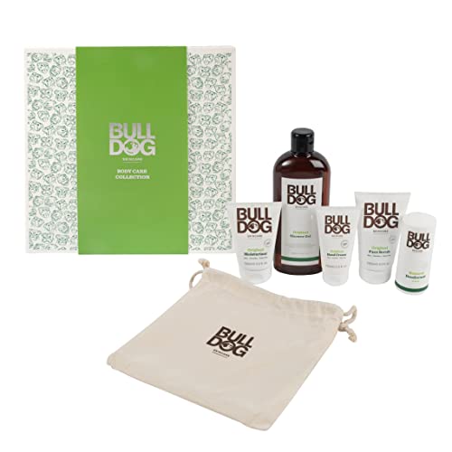 BULLDOG Skincare - Body Care Collection, Geschenkset für Männer (x1 Original Duschgel 500ml, x1 Gesichtspeeling 125ml, x1 Feuchtigkeitspflege 100ml, x1 Handcreme 75ml, x1 Deodorant 75ml) von BULLDOG