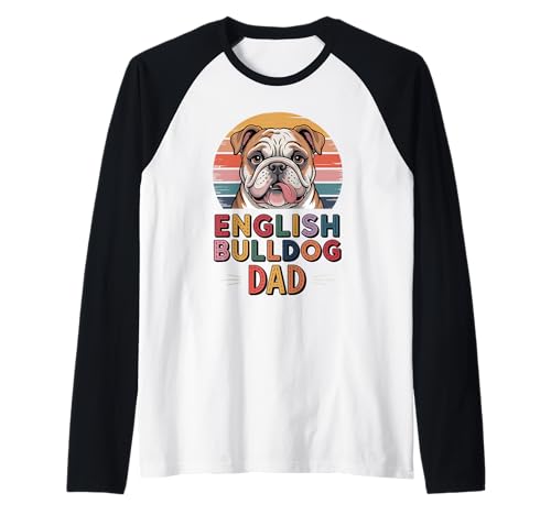 Herren Retro English Bulldog Dad Bulldogs Raglan von Bulldogs Bulldog Lover Gifts