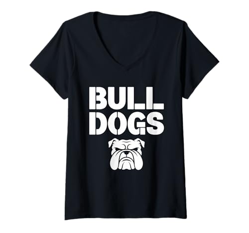 Damen Bulldogs Tshirt Maskottchen Back to School Team Spirit T-Shirt mit V-Ausschnitt Damen Bulldogs Tshirt Maskottchen Back to School Team Spirit T-Shirt mit V-Ausschnitt von Bulldogs TShirt Maskottchen Zurück Zum