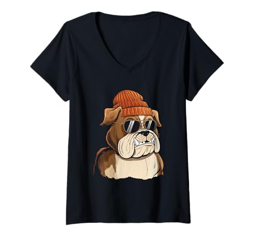 Damen Bulldogs Tshirt Maskottchen Back to School Team Spirit T-Shirt mit V-Ausschnitt Damen Bulldogs Tshirt Maskottchen Back to School Team Spirit T-Shirt mit V-Ausschnitt von Bulldogs TShirt Maskottchen Zurück Zum