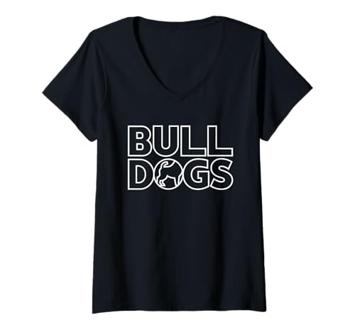 Damen Bulldogs Tshirt Maskottchen Back to School Team Spirit T-Shirt mit V-Ausschnitt Damen Bulldogs Tshirt Maskottchen Back to School Team Spirit T-Shirt mit V-Ausschnitt von Bulldogs TShirt Maskottchen Zurück Zum