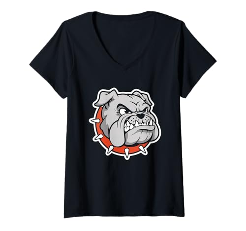 Damen Bulldogs Tshirt Maskottchen Back to School Team Spirit T-Shirt mit V-Ausschnitt Damen Bulldogs Tshirt Maskottchen Back to School Team Spirit T-Shirt mit V-Ausschnitt von Bulldogs TShirt Maskottchen Zurück Zum