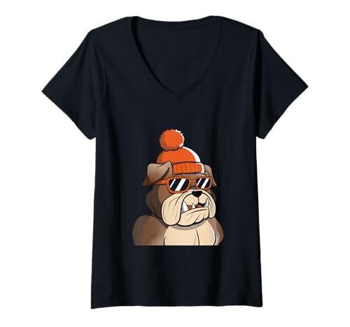 Damen Bulldogs Tshirt Maskottchen Back to School Team Spirit T-Shirt mit V-Ausschnitt Damen Bulldogs Tshirt Maskottchen Back to School Team Spirit T-Shirt mit V-Ausschnitt von Bulldogs TShirt Maskottchen Zurück Zum