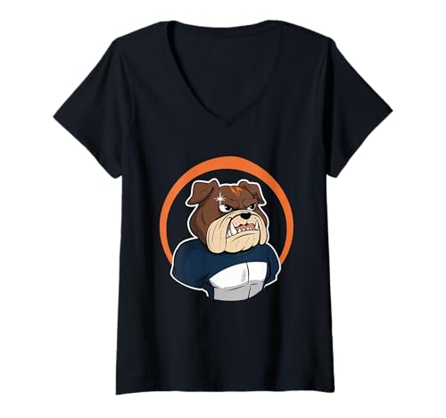 Damen Bulldogs Tshirt Maskottchen Back to School Team Spirit T-Shirt mit V-Ausschnitt Damen Bulldogs Tshirt Maskottchen Back to School Team Spirit T-Shirt mit V-Ausschnitt von Bulldogs TShirt Maskottchen Zurück Zum