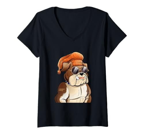 Damen Bulldogs Tshirt Maskottchen Back to School Team Spirit T-Shirt mit V-Ausschnitt Damen Bulldogs Tshirt Maskottchen Back to School Team Spirit T-Shirt mit V-Ausschnitt von Bulldogs TShirt Maskottchen Zurück Zum