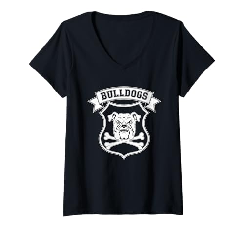 Damen Bulldogs Tshirt Maskottchen Back to School Team Spirit T-Shirt mit V-Ausschnitt Damen Bulldogs Tshirt Maskottchen Back to School Team Spirit T-Shirt mit V-Ausschnitt von Bulldogs TShirt Maskottchen Zurück Zum