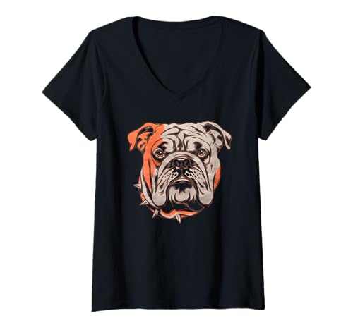 Damen Bulldogs Tshirt Maskottchen Back to School Team Spirit T-Shirt mit V-Ausschnitt Damen Bulldogs Tshirt Maskottchen Back to School Team Spirit T-Shirt mit V-Ausschnitt von Bulldogs TShirt Maskottchen Zurück Zum