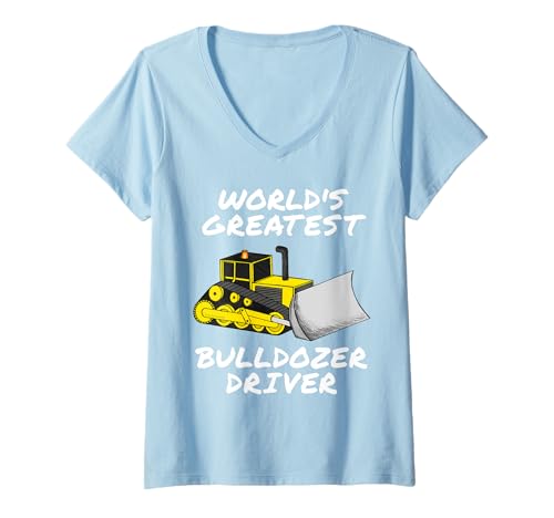 Damen Der beste Bulldozer-Fahrer der Welt T-Shirt mit V-Ausschnitt Damen Der beste Bulldozer-Fahrer der Welt T-Shirt mit V-Ausschnitt von Bulldozer Operator Driver Dad Funny By DoodleRob