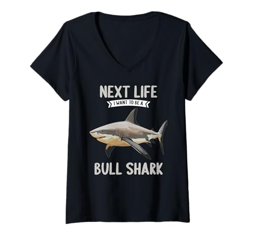 Damen Bullenhaie Bullenhai T-Shirt mit V-Ausschnitt Damen Bullenhaie Bullenhai T-Shirt mit V-Ausschnitt von Bullenhaie Bullenhai Tier Shop