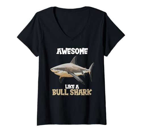 Damen Bullenhaie Bullenhai T-Shirt mit V-Ausschnitt von Bullenhaie Bullenhai Tier Shop