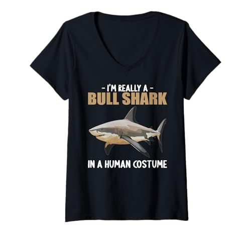 Damen Bullenhaie Bullenhai T-Shirt mit V-Ausschnitt von Bullenhaie Bullenhai Tier Shop