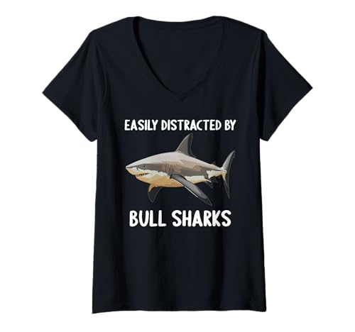 Damen Bullenhaie Bullenhai T-Shirt mit V-Ausschnitt von Bullenhaie Bullenhai Tier Shop