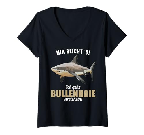 Damen Bullenhaie Bullenhai T-Shirt mit V-Ausschnitt von Bullenhaie Bullenhai Tier Shop