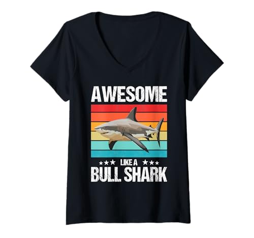 Damen Bullenhaie Bullenhai T-Shirt mit V-Ausschnitt von Bullenhaie Bullenhai Tier Shop