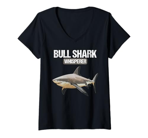 Damen Bullenhaie Bullenhai T-Shirt mit V-Ausschnitt von Bullenhaie Bullenhai Tier Shop
