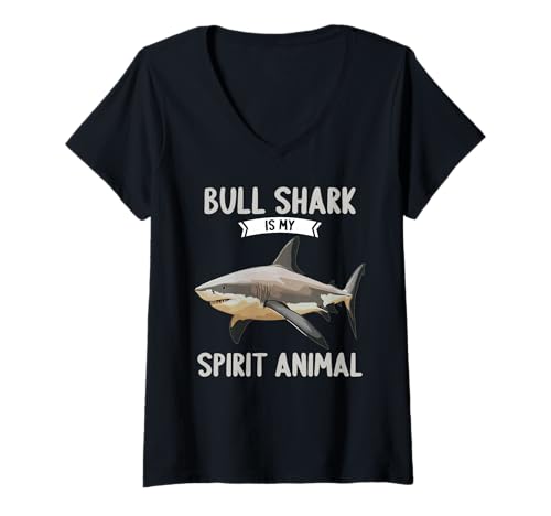 Damen Bullenhaie Bullenhai T-Shirt mit V-Ausschnitt von Bullenhaie Bullenhai Tier Shop