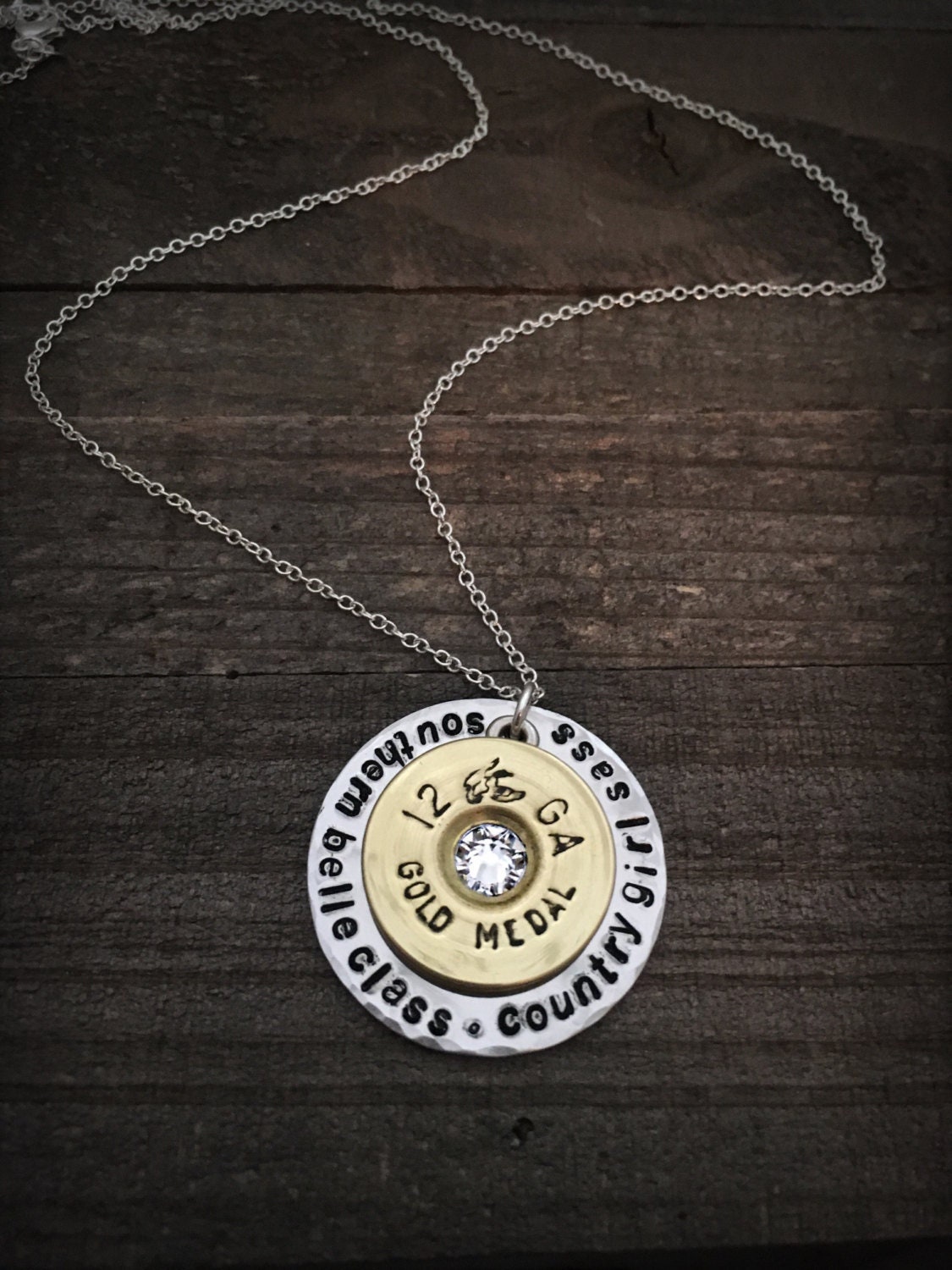 Kugelkette, Handgestempelte Halskette, Kugelschmuck, 12 Gauge, Halskette Kugelkette, Handgestempelte Halskette, Kugelschmuck, 12 Gauge, Halskette von BulletsForBelles