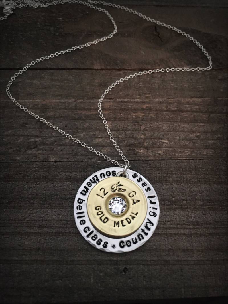 Kugelkette, Handgestempelte Halskette, Kugelschmuck, 12 Gauge, Halskette von BulletsForBelles