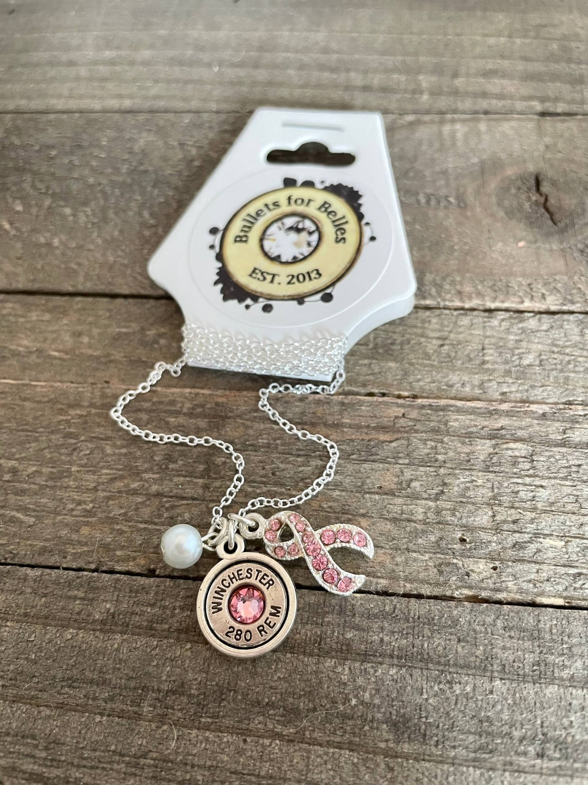 Rosa Band Halskette, Schmuck, Kugel-Halskette, Kugel Pink Ribbon Halskette Rosa Band Halskette, Schmuck, Kugel-Halskette, Kugel Pink Ribbon Halskette von BulletsForBelles