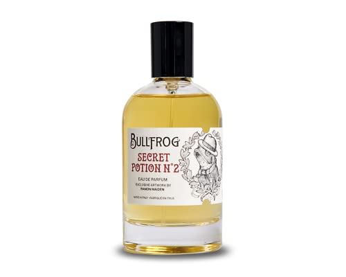 Bullfrog Eau De Parfum Secret Potion N.2, 100 ml – Herrenduft – Noten von Schwarzem Pfeffer, Zimt, Muskatnuss, Zedernholz, Vetiver und Sandelholz – Hergestellt in Italien von Bullfrog