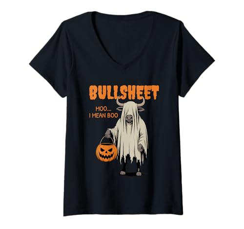 Damen Bullsheet Halloween T-Shirt mit V-Ausschnitt von Bullsheet Halloween