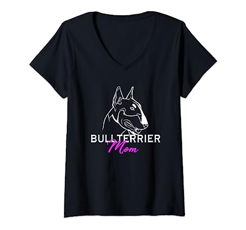 Damen Bullterrier Mini Bullterrier Miniatur Bullterrier Mom T-Shirt mit V-Ausschnitt Damen Bullterrier Mini Bullterrier Miniatur Bullterrier Mom T-Shirt mit V-Ausschnitt von Bullterrier & Hunde Geschenke