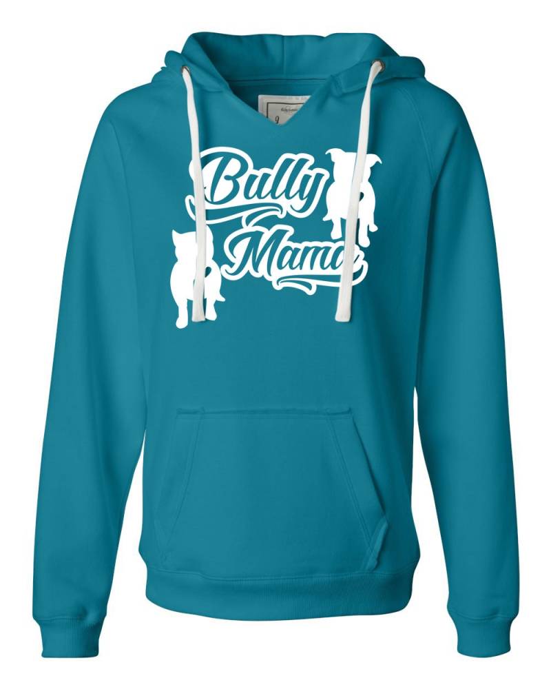 Bully Mama V Eingekerbt Velour Pullover Hoodie Pitbull American Pit Bull Pulli Hoodie von BullySupplies