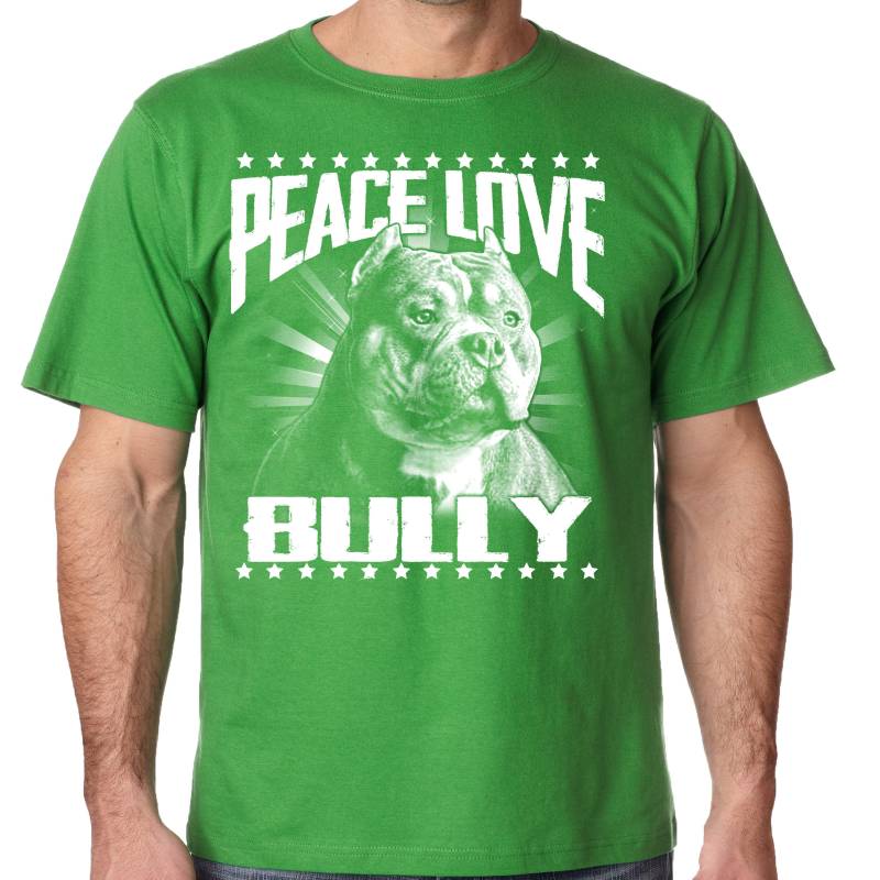 Frieden Liebe Bully Pit Bull Shirt Für Erwachsene-T-Shirt Pitbull Und Rasse Liebhaber in Den Größen Klein Mittel Groß Xlarge Xxl 3 X 4 5 X von BullySupplies