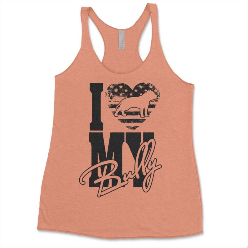 Ich Luv Mein Bully Frauen Racerback Tri Mischung Tank-Top Mit Pitbull Shirt Für Frauen, Die Ich Liebe Meine Liebhaber von BullySupplies
