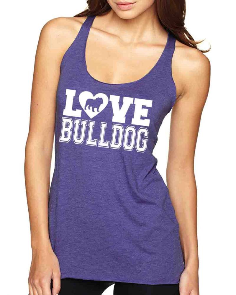 Liebe Bulldog Sammlung Tri Mischung Racerback Tank Top Bulldogge Hemden Tank-Top Für Bulldog-Liebhaber Damen X Klein - 2 von BullySupplies