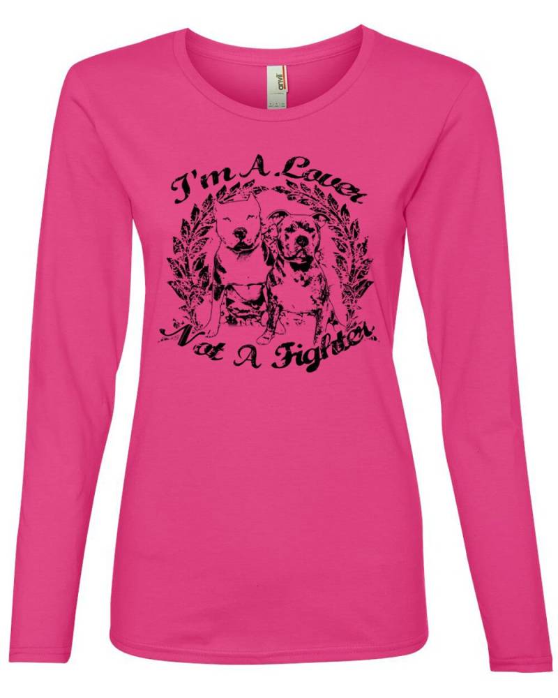 Liebhaber, Nicht A Fighter Langarm-Shirt Für Pit Bull Und Bully Rasse Liebhaber in Größen Damen Klein - 2 X von BullySupplies