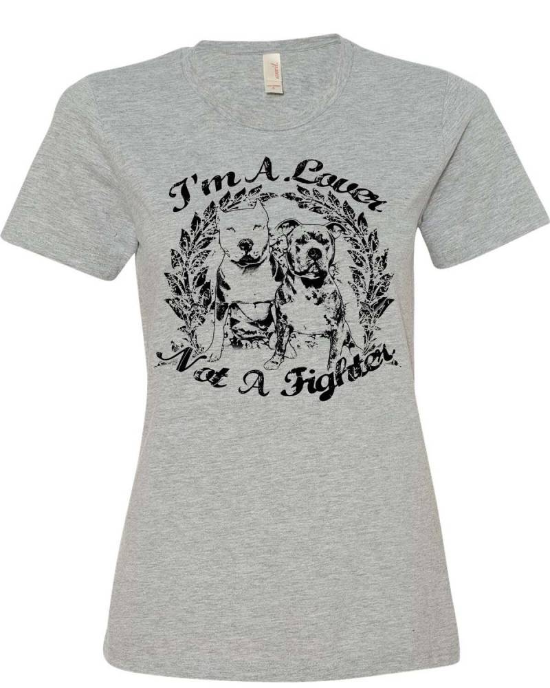 Liebhaber Nicht A Kämpfer Rundhals-Shirt Für Pit Bull Und Bully Rasse Liebhaber Damen Größen 2 X von BullySupplies
